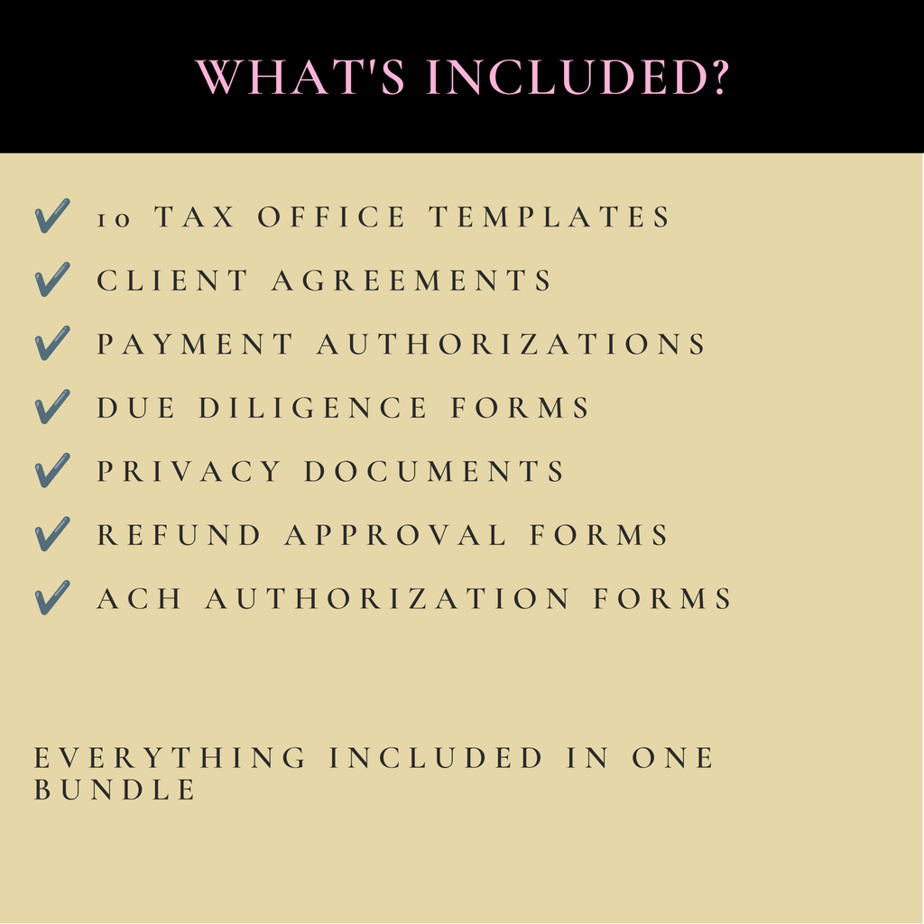 PLR Tax Office Client Forms & Agreements Bundle | Editable Tax Office Templates | Private Label Rights