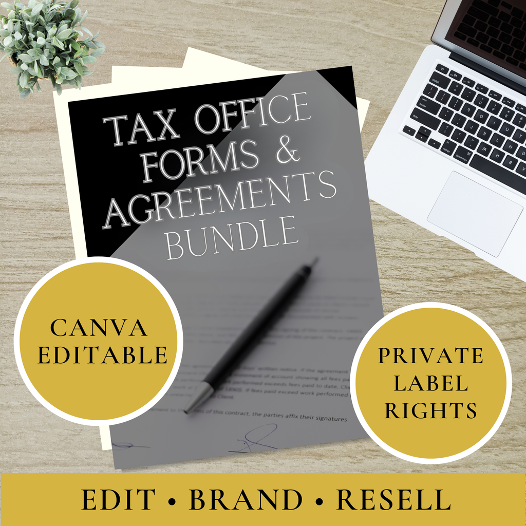 PLR Tax Office Client Forms & Agreements Bundle | Editable Tax Office Templates | Private Label Rights