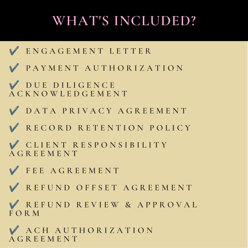Tax Office Client Forms & Agreements Bundle | Editable Tax Office Templates | Canva Editable