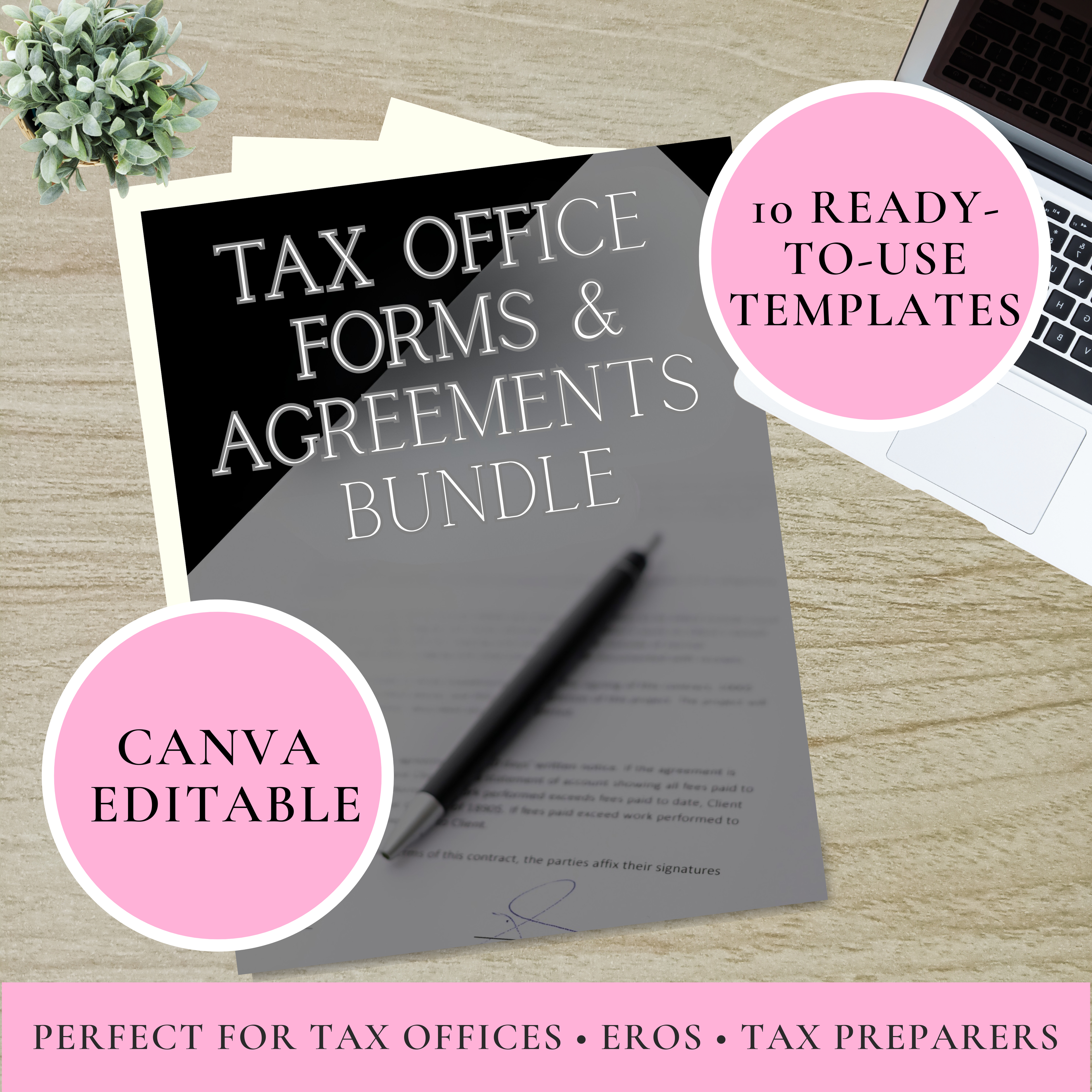 Tax Office Client Forms & Agreements Bundle | Editable Tax Office Templates | Canva Editable